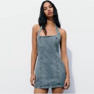 Zara Denim Halter Dress